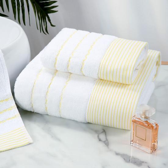 Great Bay Home Serviettes de bain rayées 100 % coton turc