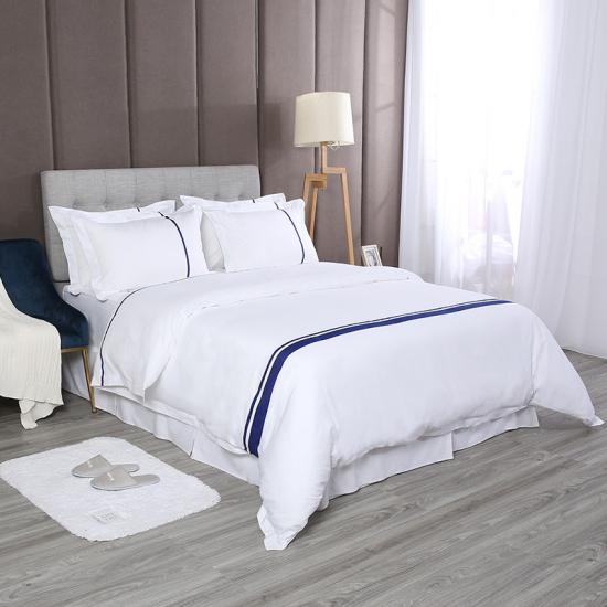 Ensemble de draps et taies d'oreiller 100 % coton égyptien – Parure de lit en coton peigné à fibres extra longues, blanc, 4 pièces