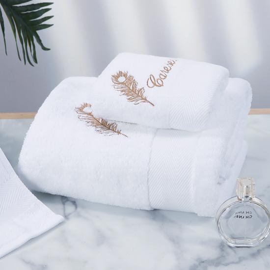 Porte-serviettes de bain en coton égyptien, style hôtelier blanc